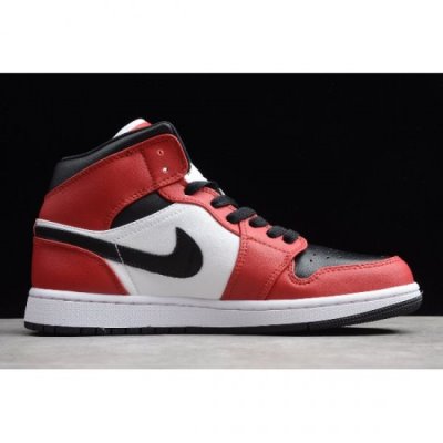 Nike Air Jordan 1 Mid Siyah / Kırmızı Basketbol Ayakkabısı Türkiye - HH76MVG0